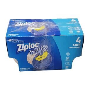 NEW Ziploc Twist n Loc Lock 4 Pack Mini Round Plastic Containers & Lids 4oz